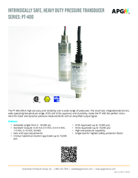 Thumbnail of document Data Sheet - PT-400 Intrinsically Safe Pressure Transducers